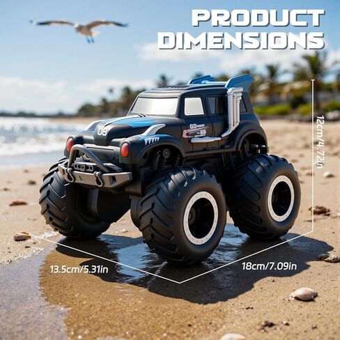 Snugzy Amphibious Monster Truck Toys 1:20 Scale Remote Control Cars with 360° Rotation 4WD All Terrain RC Truck Car Toys Gifts for Kids Boys Girls 4-7 in Saudi Arabia