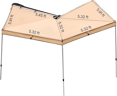 270-Degree Vehicle Awning - 52 sq.ft Waterproof UV50+ Car Side Shelter with Carry Bag for SUVs, Vans, and Trucks - All-Weather Free-Standing Overland Camping Awning in Kuwait