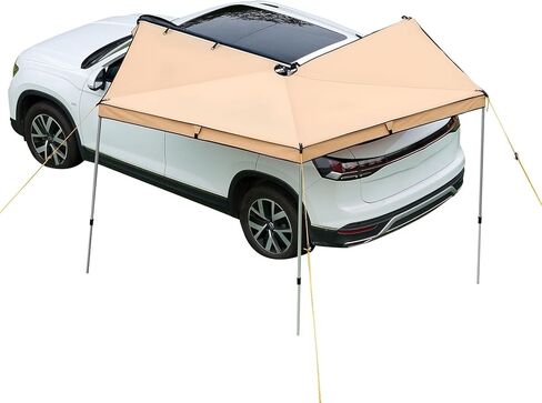 270-Degree Vehicle Awning - 52 sq.ft Waterproof UV50+ Car Side Shelter with Carry Bag for SUVs, Vans, and Trucks - All-Weather Free-Standing Overland Camping Awning in Kuwait