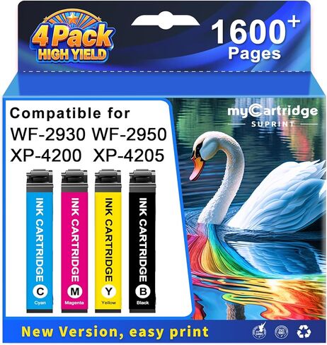 استبدال معاد تصنيعه من myCartridge SUPRINT لحزمة التحرير والسرد لخرطوشة الحبر Epson 232 232XL ذات سعة عالية للتعبير XP-4200 XP-4205 Workforce WF-2930 WF-2950 (4 عبوات) in Kuwait