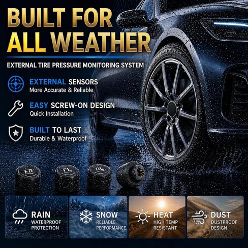 Tire Pressure Monitoring System (TPMS), Tire Pressure Monitor with Solar Charge, TPMS with 4 Sensors & 6 Alarm Modes, Real-time Tire Pressure Monitor System, 0-99PSI for MPV/SUV/Sedan in Saudi Arabia