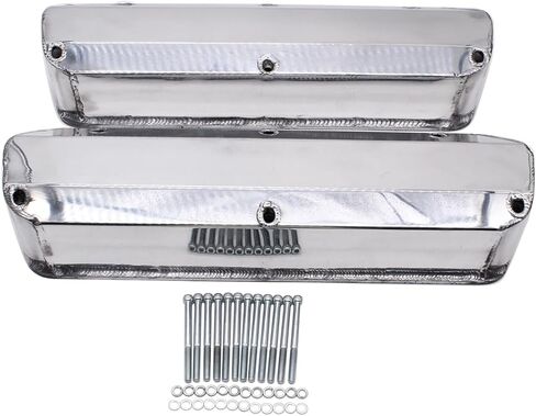 1 SET SHLPDFM Silver Polished Valve Covers W/ Hole Fabricated Aluminum Tall Valve Covers Short Bolts 1/4 Billet Rail Compatible with Big Block Ford 429 460 in Kuwait