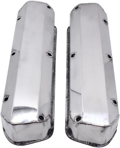 1 SET SHLPDFM Silver Polished Valve Covers W/ Hole Fabricated Aluminum Tall Valve Covers Short Bolts 1/4 Billet Rail Compatible with Big Block Ford 429 460 in Kuwait