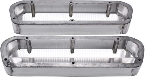 1 SET SHLPDFM Silver Polished Valve Covers W/ Hole Fabricated Aluminum Tall Valve Covers Short Bolts 1/4 Billet Rail Compatible with Big Block Ford 429 460 in Kuwait