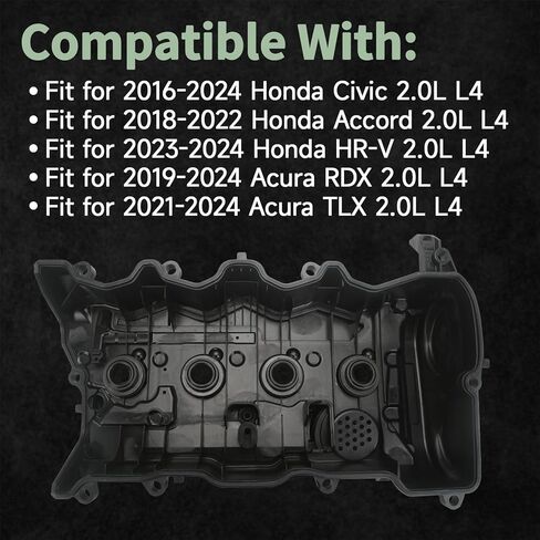 Engine Valve Cover with Gasket and Tube Plug Seal Kit Compatible with 2016-2024 Honda Civic 2.0L 2018-2022 Honda Accord 2.0L 2023-2024 HR-V 2.0L Replace 123105BAA01 12310RPYG01 in Saudi Arabia