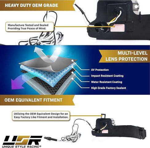 USR 16-21 Tacoma Mirror Signal Lights - Smoke Mirror Turning Signal Lamp Pair Compatible with 2016-2021 Toyota Tacoma (SWITCHBACK White/Amber, BRIGHTEST LED Output on the market + DRL Relay Wire) in Kuwait