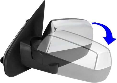 Auto Dynasty Left Driver Side Chrome Power Heated w/Puddle Light Rear View Mirror Compatible with Chevy Silverado GMC Sierra 14-18 in Kuwait