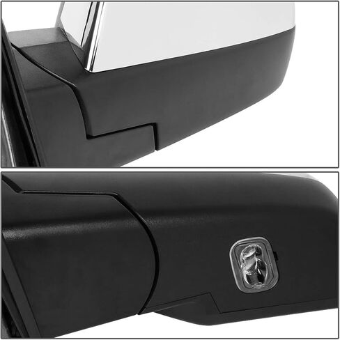 Auto Dynasty Left Driver Side Chrome Power Heated w/Puddle Light Rear View Mirror Compatible with Chevy Silverado GMC Sierra 14-18 in Kuwait