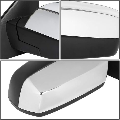 Auto Dynasty Left Driver Side Chrome Power Heated w/Puddle Light Rear View Mirror Compatible with Chevy Silverado GMC Sierra 14-18 in Kuwait