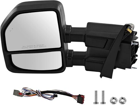 مرآة سحب جانبية للسائق الأيسر تناسب Ford F250 F350 F450 2017-2022 مع خاصية الكشف عن البقع العمياء ودعم تعديل زجاج الطاقة وتسخين الطاقة مع إشارة الانعطاف وضوء البركة قابل للطي يدويًا in Kuwait