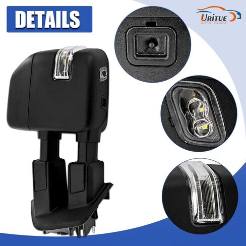 مرآة سحب جانبية للسائق الأيسر تناسب Ford F250 F350 F450 2017-2022 مع خاصية الكشف عن البقع العمياء ودعم تعديل زجاج الطاقة وتسخين الطاقة مع إشارة الانعطاف وضوء البركة قابل للطي يدويًا in Kuwait