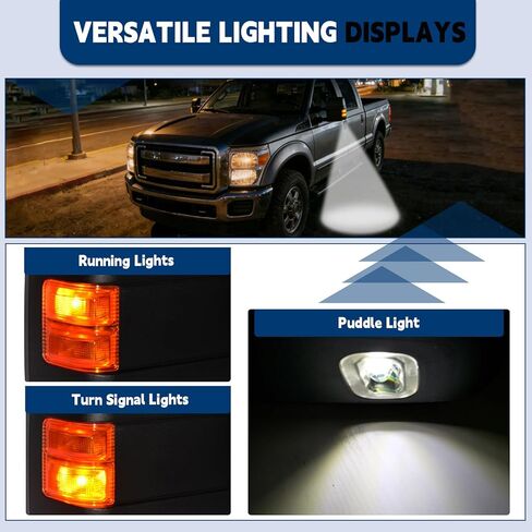 مرايا السحب AERDM متوافقة مع 1999-2016 Ford F250 F350 F450 F550 المرايا الجانبية فائقة التحمل مع ضوء إشارة الانعطاف الكهرماني قوة قابلة للتعديل زجاج ساخن للركاب باللون الأسود RH in Kuwait