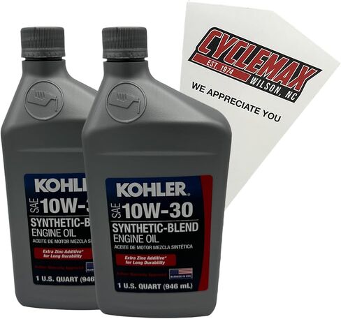 عبوتان من CYCLEMAX متوافقة مع زيت المحرك Kohler SAE 10W-30 المصنوع من مزيج صناعي 25 357 65-S يحتوي على 2 كوارت وقمع in Kuwait