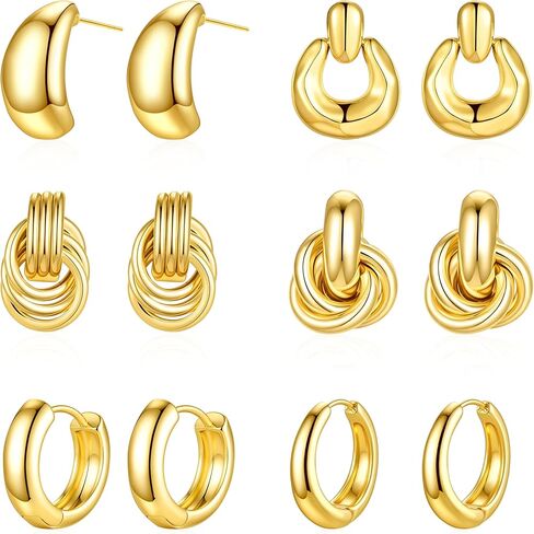 Ritach Chunky Gold Statement Earrings for Women Trendy Big Gold Knot Dangle Earrings Fashion Lightweight Hypoallergenic Jewelry Set in Saudi Arabia