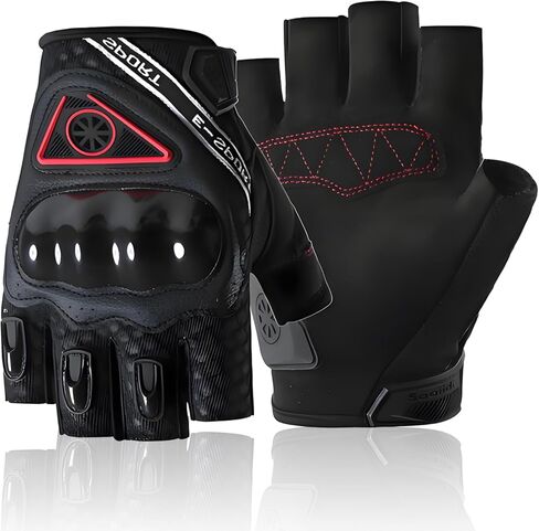 Motorcycle Half-Finger Gloves with Shock-Absorbing Protection, Breathable TPU Armor Riding Gloves for Men & Women, Non-Slip Outdoor Sports Gloves for Biking in Saudi Arabia
