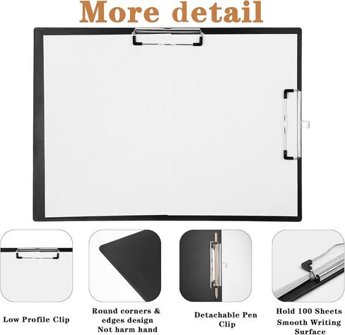 MAQUITA Construction Clipboard كبيرة الحافظة الثقيلة 11x17 بوصة 2 حزمة، تصميم مقطع مزدوج سوبر صعبة PP البلاستيك غير هشة للاستخدام المهني، أسود in Kuwait