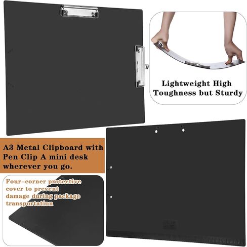 MAQUITA Construction Clipboard كبيرة الحافظة الثقيلة 11x17 بوصة 2 حزمة، تصميم مقطع مزدوج سوبر صعبة PP البلاستيك غير هشة للاستخدام المهني، أسود in Kuwait