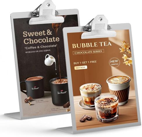 2pack 8.5"x11" Metal Clipboard Sign Holder, Stainless Steel Heavy Duty Menu Stand for Office Store Restaurant Hotels in Kuwait