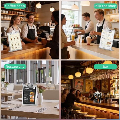 2pack 8.5"x11" Metal Clipboard Sign Holder, Stainless Steel Heavy Duty Menu Stand for Office Store Restaurant Hotels in Kuwait
