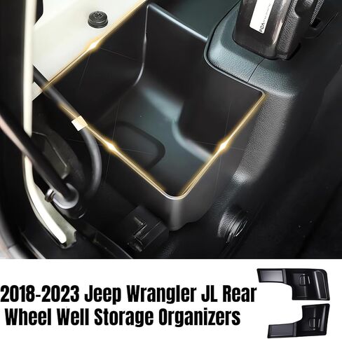 Trunk Rear Wheel Well Storage Organizers Compatible with 2018-2023 Jeep Wrangler JL, Rear Storage Bin Box Tray, 2Pack in Kuwait