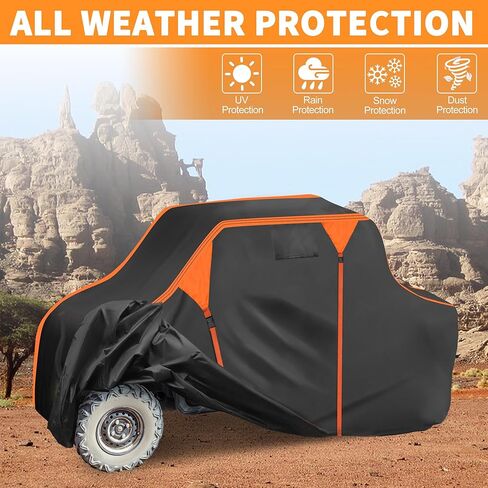 X AUTOHAUX UTV Cover for Polaris for Ranger 570 2014-2017 Waterproof Side by Side Cover Outdoor Sun Rain Storage Protection 210D-PU Black 280x145x188cm/110.24x57.09x74.02in in Kuwait
