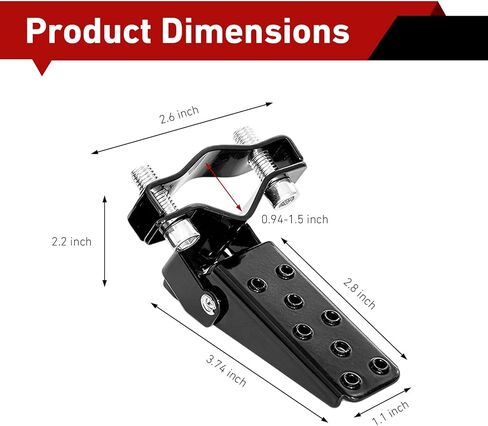 2 PCS Motorcycle Foot Pedals, Anti-slip Shock-absorbing Motorcycle Foot Pegs, Folding Footrests Fit 0.9In-1.5In Diameter Bars, Universal Pedal Modification Accessories (Black) in Kuwait