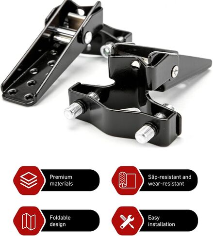 2 PCS Motorcycle Foot Pedals, Anti-slip Shock-absorbing Motorcycle Foot Pegs, Folding Footrests Fit 0.9In-1.5In Diameter Bars, Universal Pedal Modification Accessories (Black) in Kuwait