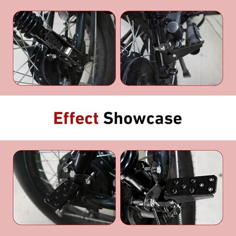 2 PCS Motorcycle Foot Pedals, Anti-slip Shock-absorbing Motorcycle Foot Pegs, Folding Footrests Fit 0.9In-1.5In Diameter Bars, Universal Pedal Modification Accessories (Black) in Kuwait