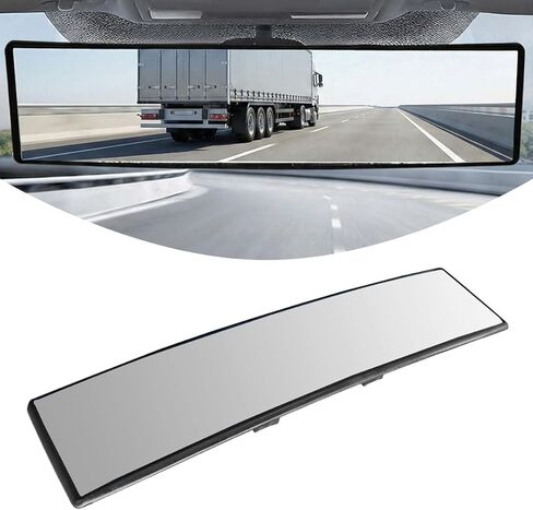 Car Rear View Mirror, 11.26 Inch HD Anti-Glare Panoramic Mirror, Wide Angle Clip-On Convex Mirrors, Universal Vehicle Interior Rearview Mirrors Accessories for Reduce Blind Spot (Black) in Saudi Arabia
