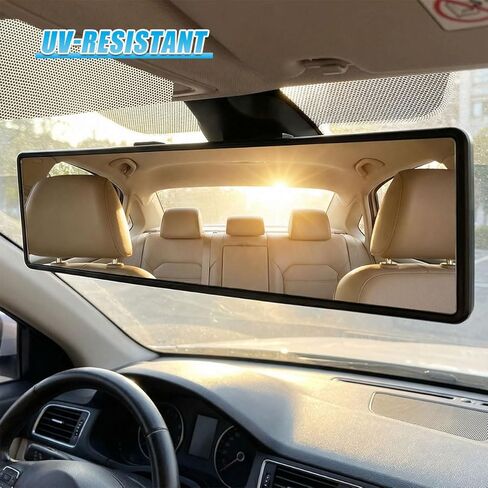 Car Rear View Mirror, 11.26 Inch HD Anti-Glare Panoramic Mirror, Wide Angle Clip-On Convex Mirrors, Universal Vehicle Interior Rearview Mirrors Accessories for Reduce Blind Spot (Black) in Saudi Arabia