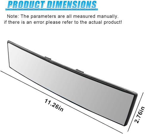 Car Rear View Mirror, 11.26 Inch HD Anti-Glare Panoramic Mirror, Wide Angle Clip-On Convex Mirrors, Universal Vehicle Interior Rearview Mirrors Accessories for Reduce Blind Spot (Black) in Saudi Arabia