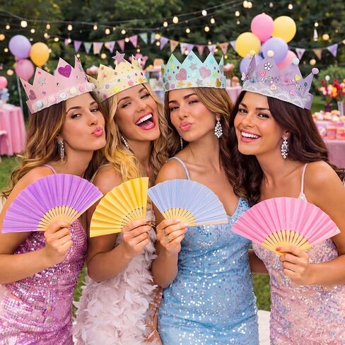 Affrolling 794 Pcs Paper Crowns DIY Princess Hats Birthday Party Crowns DIY Making Craft Kit to Decorate with Lace Gems Butterfly Button Stickers Poms for Women Ladies Nights Event Bridal Shower Party in Saudi Arabia