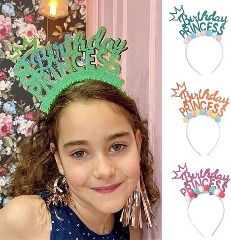 Birthday Hat Headband for Adults Kids 3D Princess Crown Hairband Birthday Celebration Headwear Chilldren Party Supplies in Kuwait