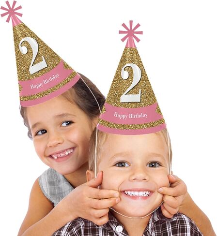Big Dot of Happiness فتاة عيد الميلاد الثاني - متعة كبيرة - قبعات مخروطية لحفلات عيد الميلاد الثاني السعيد للأطفال والكبار - مجموعة من 8 قطع (الحجم القياسي) in Kuwait