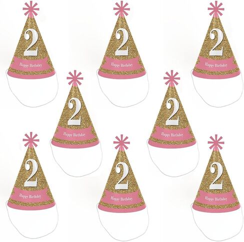 Big Dot of Happiness فتاة عيد الميلاد الثاني - متعة كبيرة - قبعات مخروطية لحفلات عيد الميلاد الثاني السعيد للأطفال والكبار - مجموعة من 8 قطع (الحجم القياسي) in Kuwait