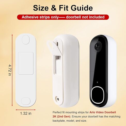 8-Pack Double-Sided Mounting Strips Compatible with Arlo Video Doorbell 2K (2nd Gen) – Adhesive Strips Only in Saudi Arabia