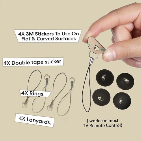 4 Pack Round 3M Sticker Holder for Tracker Devices, Stick-On Remote Locator Attachment for Flat or Curved Surfaces PVC Flexible Adhesive Mount and Lanyards for Key Finder & Remote Control Finder. in Saudi Arabia