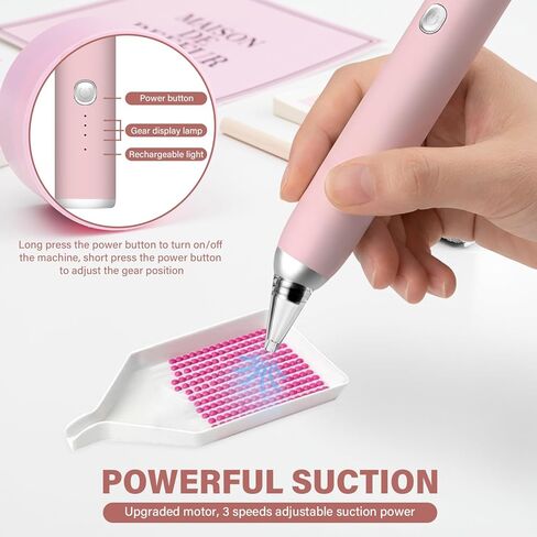 BLOCE Electric Diamond Art Pens - Cordless Diamond Painting Pen Low Noise, Rechargeable 3-Speed Diamond Art Accessories for Crafts Lovers, Adults & Kids in Saudi Arabia