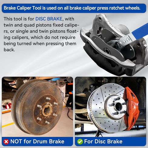 Brake Tool, Brake Caliper Compression Tool, Brake Caliper Tool with 2 Heavy-Duty Caliper Hooks, 4-in-1 Universal 360° Ratcheting System for Car Disc Brake Repair (Blue) in Saudi Arabia