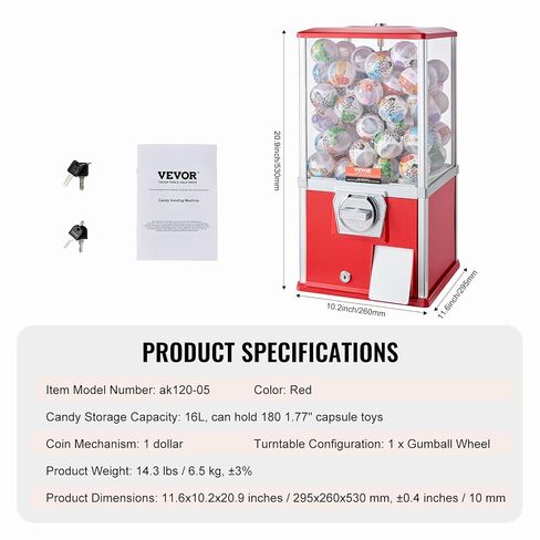 آلة VEVOR Gumball للأطفال، آلة بيع الحلوى المنزلية بطول 17 بوصة، موزع Gumball PC، آلة علكة الفقاعات لمتاجر الألعاب، بنك Gumball يعمل بقطع النقود المعدنية لكبسولات الألعاب، كرات نطاطة، حلوى، أصفر in Saudi Arabia