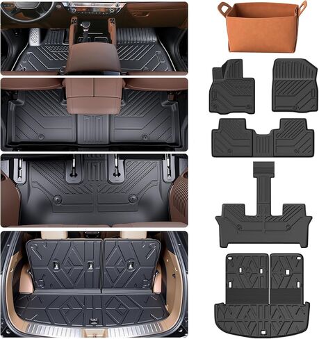 Floor Mats & Cargo Liner for 2027 Kia Telluride Gas Models (Not for Hybrid), Custom Fit TPE Floor Liners with Seat Back Protector, 7 & 8 Passenger All Weather Trunk Mat, Kia Telluride Accessories in Saudi Arabia