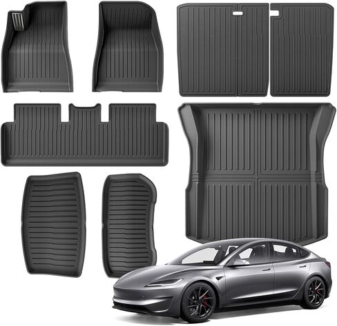 الحصير TPE مناسب لـ Tesla Model Y Juniper 2025 2026 جميع الأحوال الجوية البضائع بطانة البضائع الجذع والأمام الخلفي البضائع حصيرة مجموعة كاملة in Kuwait