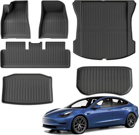 الحصير TPE مناسب لـ Tesla Model Y Juniper 2025 2026 جميع الأحوال الجوية البضائع بطانة البضائع الجذع والأمام الخلفي البضائع حصيرة مجموعة كاملة in Kuwait