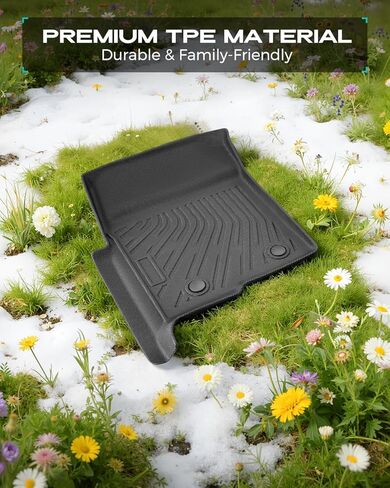 DiffCar® for Ford F150 Floor Mats 2009-2014 SuperCab/Extended Cab (Not for SuperCrew Cab) All Weather TPE Car Accessories for F-150 Automotive Floor Mats for Pickup Truck, Black Rubber Car Liners 3PCS in Kuwait