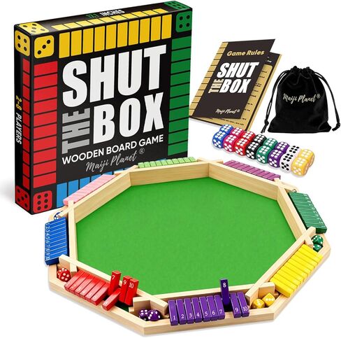 Original Classic 2-6 Player Shut The Box Game, Math Dice Board Game for Family Night Classroom Travel, Wooden Classic Table for Group Kid Adult Senior Camp Party Bar Easy Quick and Fun in Kuwait