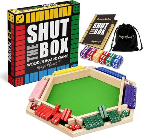 Original Classic 2-6 Player Shut The Box Game, Math Dice Board Game for Family Night Classroom Travel, Wooden Classic Table for Group Kid Adult Senior Camp Party Bar Easy Quick and Fun in Kuwait