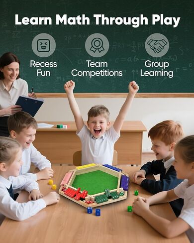 Original Classic 2-6 Player Shut The Box Game, Math Dice Board Game for Family Night Classroom Travel, Wooden Classic Table for Group Kid Adult Senior Camp Party Bar Easy Quick and Fun in Kuwait