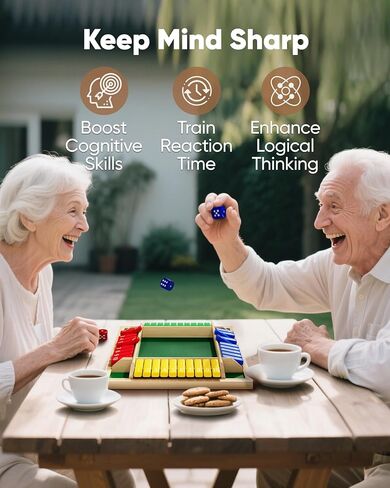 Original Classic 2-6 Player Shut The Box Game, Math Dice Board Game for Family Night Classroom Travel, Wooden Classic Table for Group Kid Adult Senior Camp Party Bar Easy Quick and Fun in Kuwait