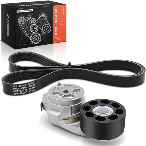 A-Premium Engine Serpentine Belt Drive Kit Compatible with Ford, IC Corporation & International Harvester Cars - F-650, F-750, CE RE Commercial, CE Integrated, RE School Bus, 3200, 4200, 4200LP, RXT in Kuwait