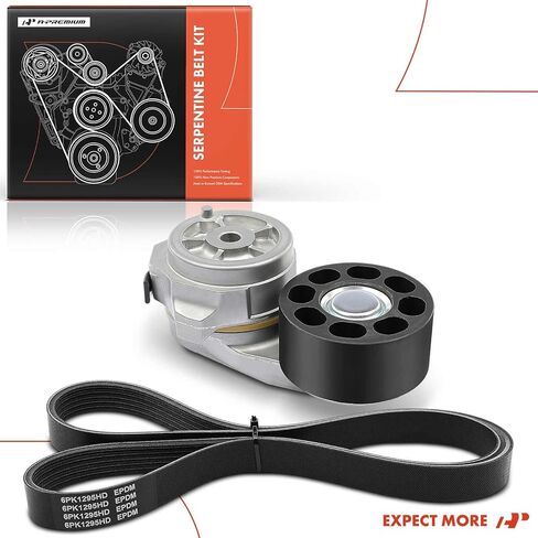 A-Premium Engine Serpentine Belt Drive Kit Compatible with Ford, IC Corporation & International Harvester Cars - F-650, F-750, CE RE Commercial, CE Integrated, RE School Bus, 3200, 4200, 4200LP, RXT in Kuwait